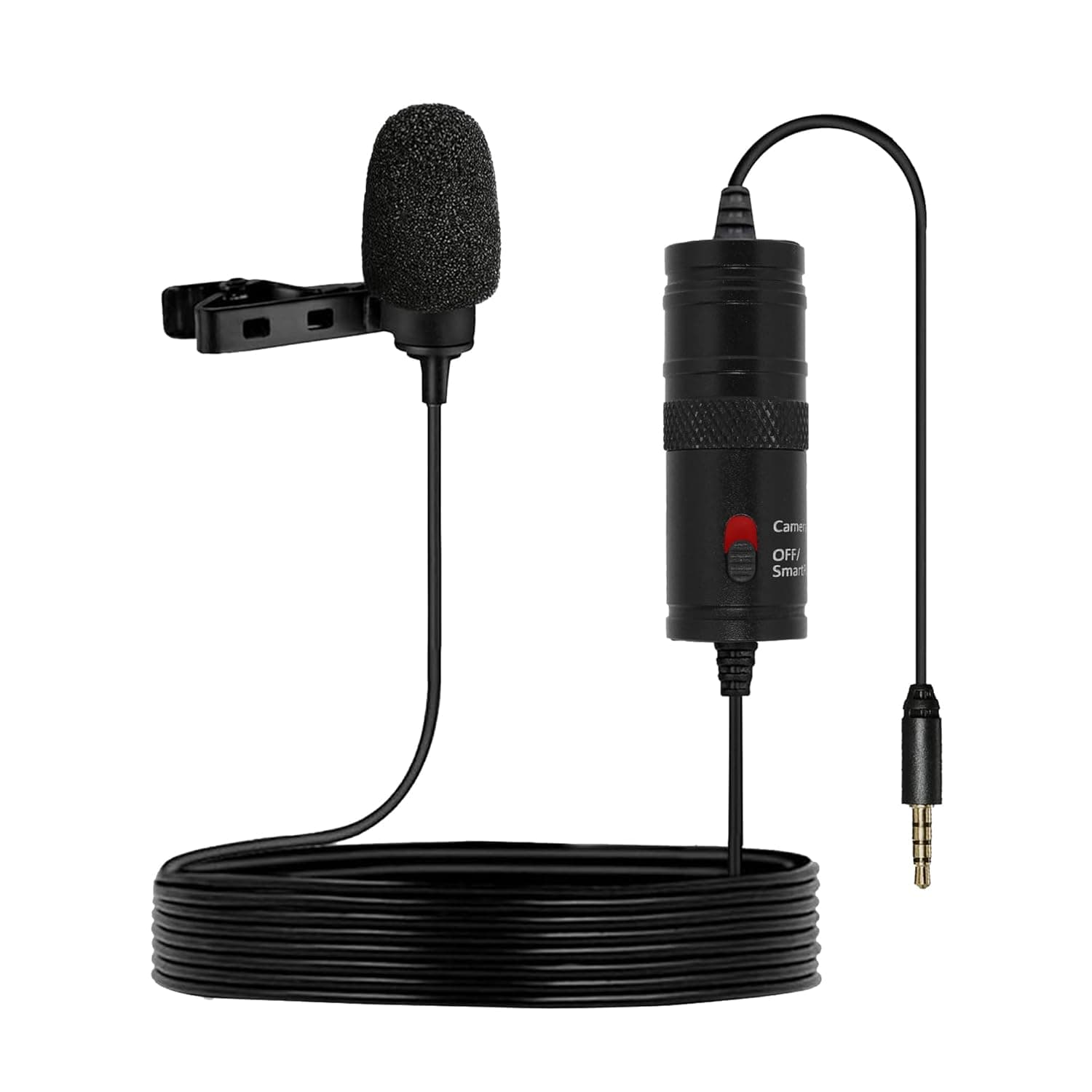 amazon basics Metal Condenser Microphone with 6m Cable | Compatible with Smartphones, Cameras, PCs, and Laptops | Built-in Noise Reduction (Black)